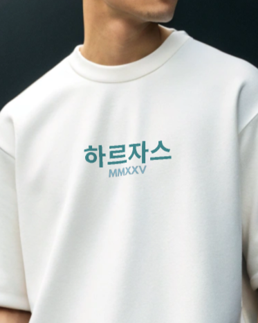 "Statue" Korean Typography Oversized Tee – HARJAS Edition