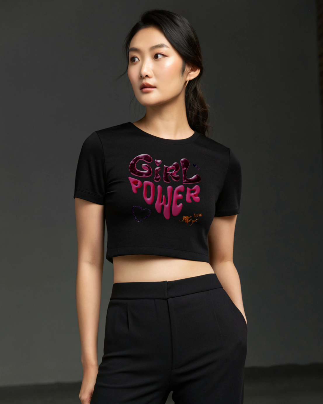 GIRL POWER Crop Statement Tee