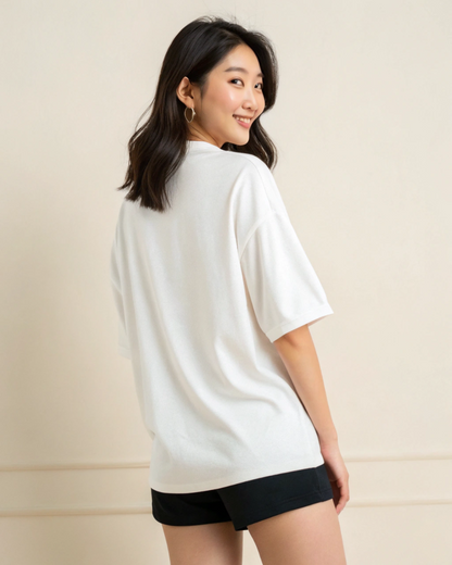 FLORAL Cross Korean Graphic T-Shirt - Oversized Fit