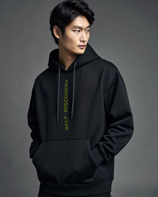 “Self-Discovery” Minimal Streetwear Hoodie – Black Edition