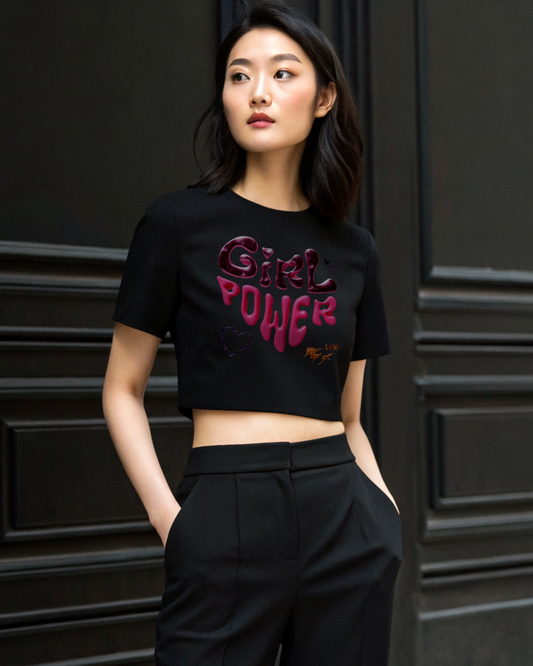 GIRL POWER Crop Statement Tee